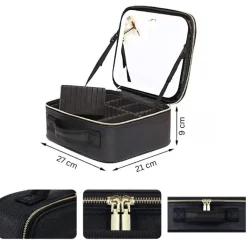 UNIQ Make-up Reistas met LED-lampje - Toilettas / Cosmetische tas voor al je make-up - Zwart